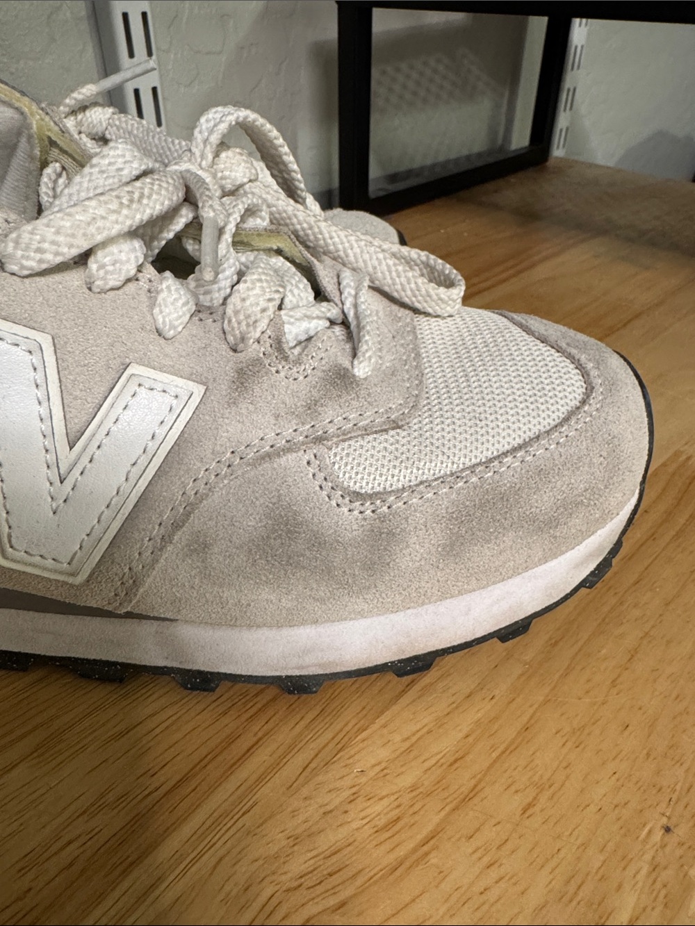 New Balance 574 Light Gray Suede & Mesh Sneakers - Picture 8 of 10